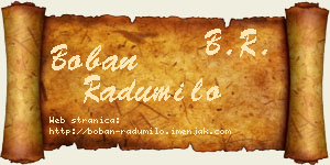 Boban Radumilo vizit kartica